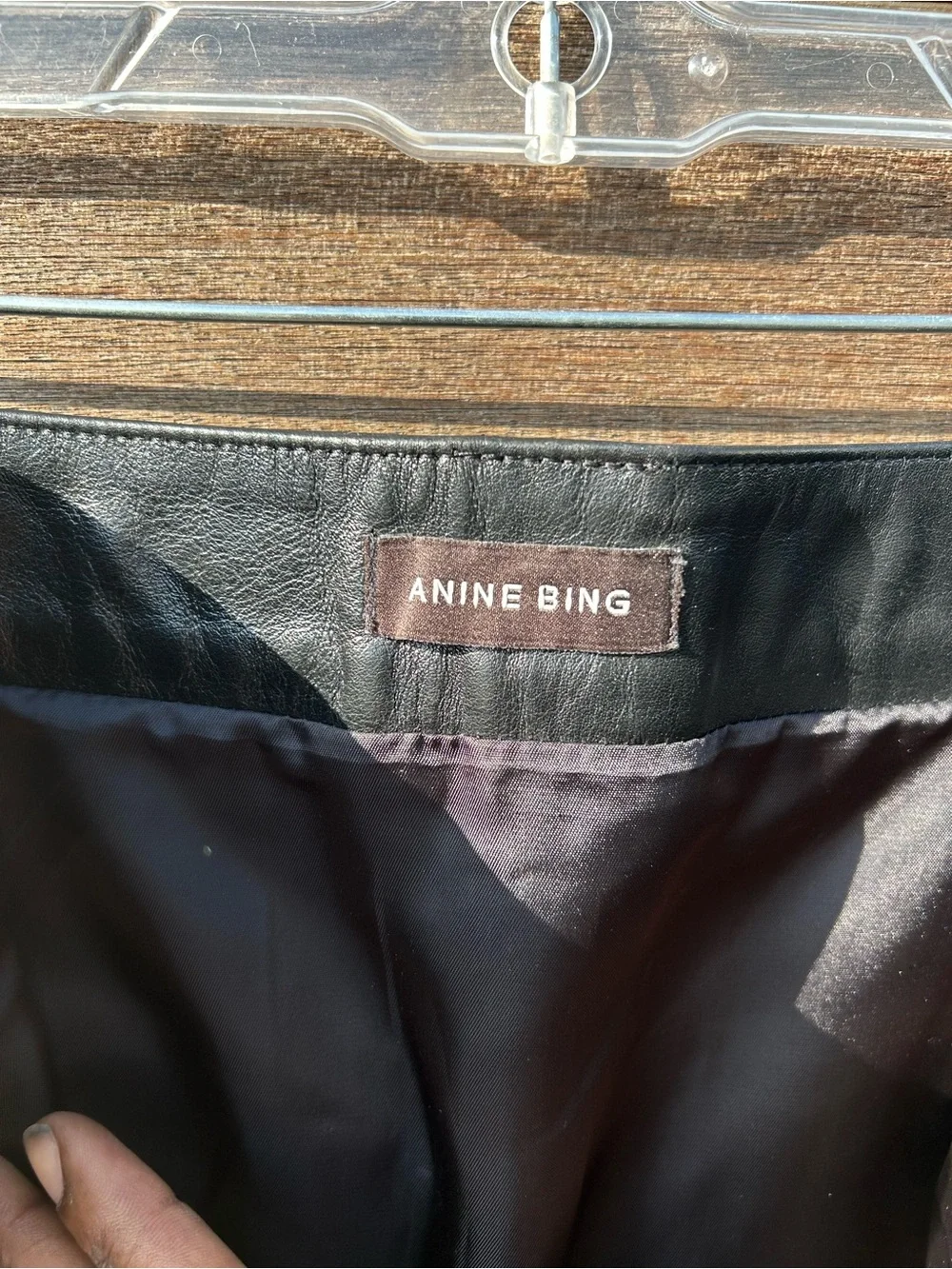 Anine Bing Black Leather Zip-Front Mini Skirt